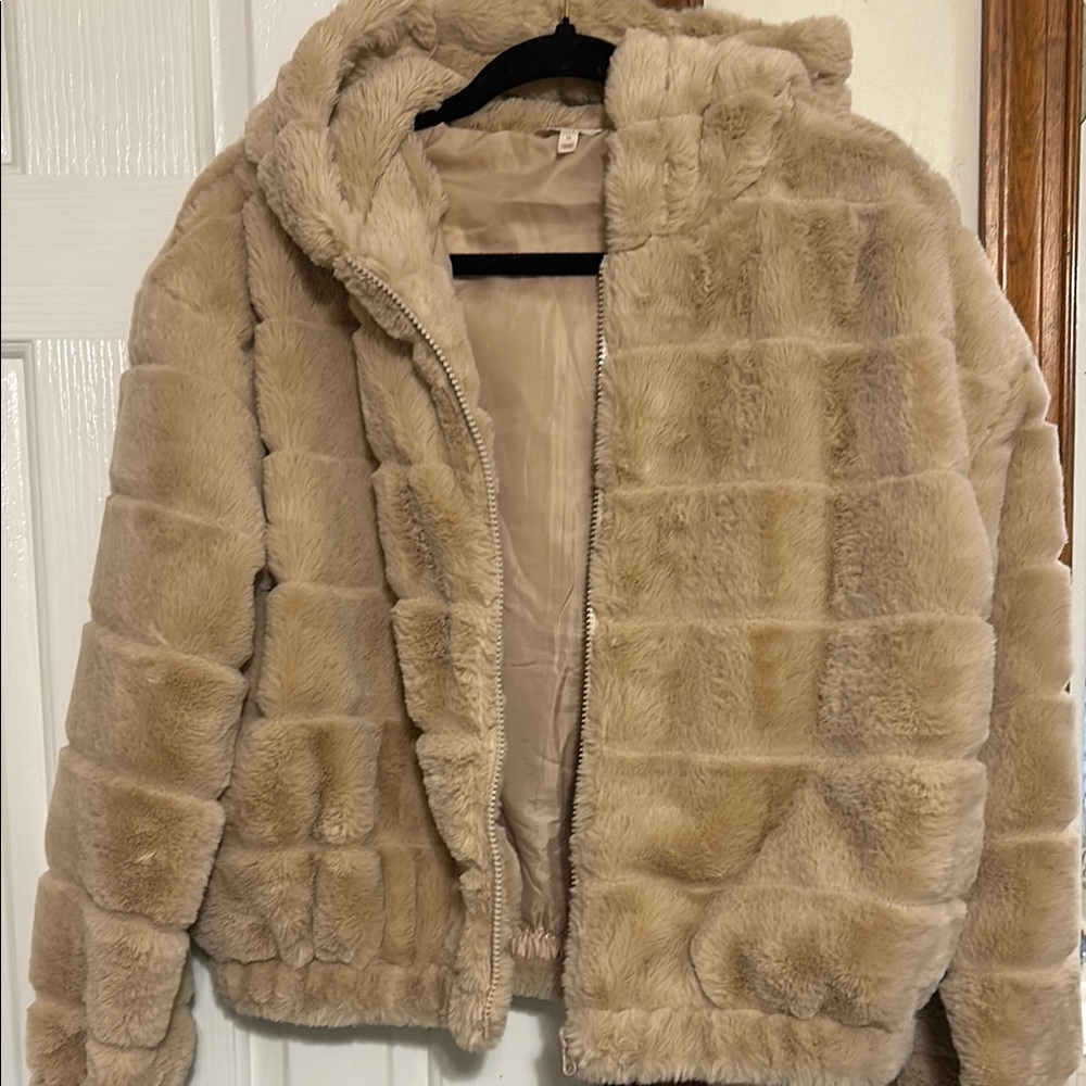 Stella Tweed Plush Cream Teddy Jacket